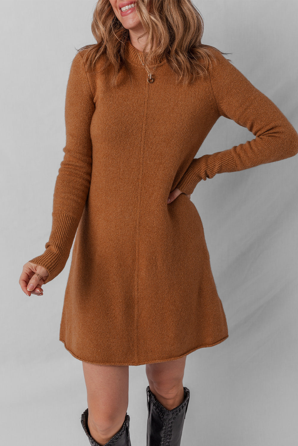Madeline Ribbed Mini Sweater Dress-3