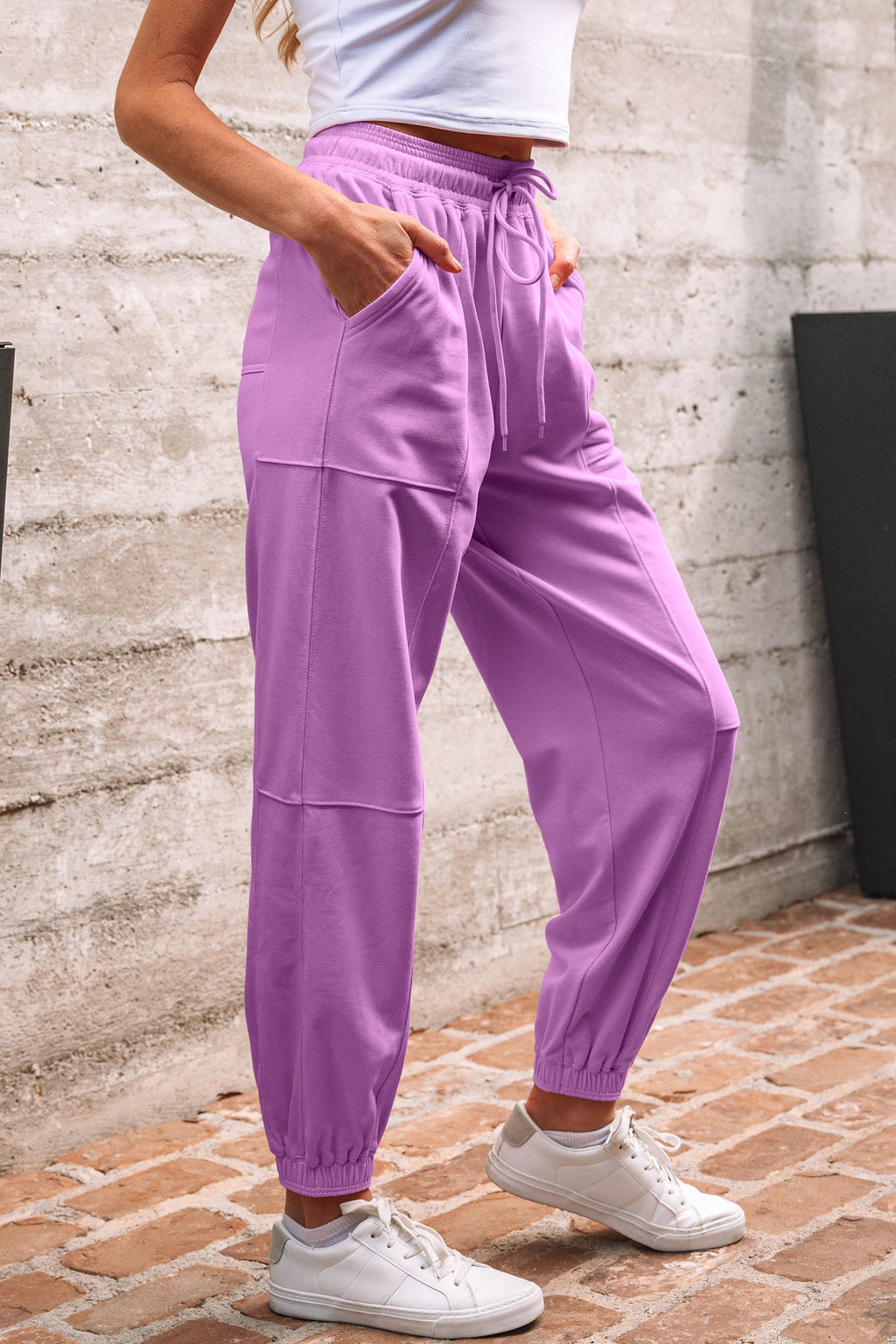 Antonella Solid Color Jogger Pants-2