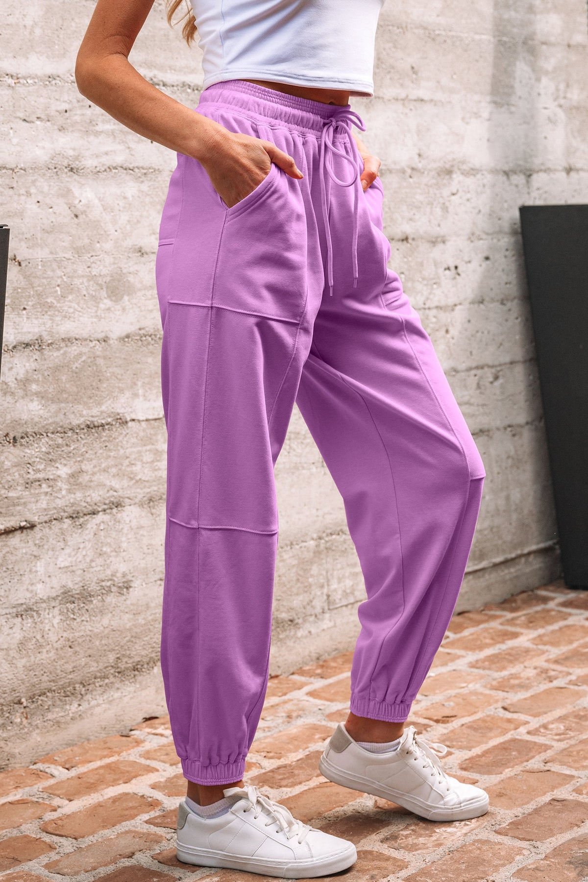 Antonella Solid Color Jogger Pants-2