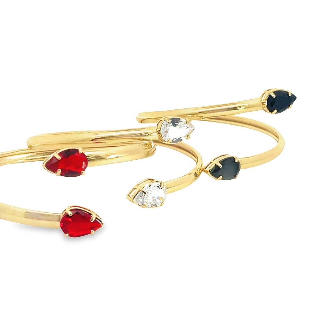 Dual CZ Teardrop Bangle Adjustable Bracelet (B30)
