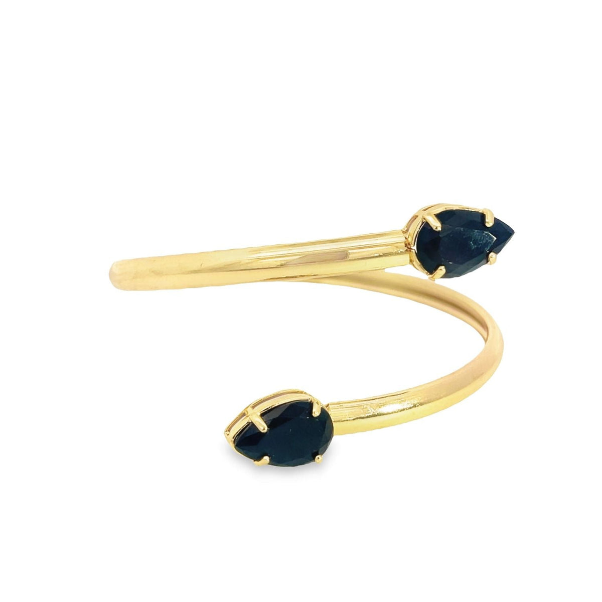 Dual CZ Teardrop Bangle Adjustable Bracelet (B30)