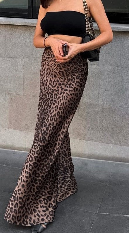 Miss Sparkling |Leopard Print Midi Skirt