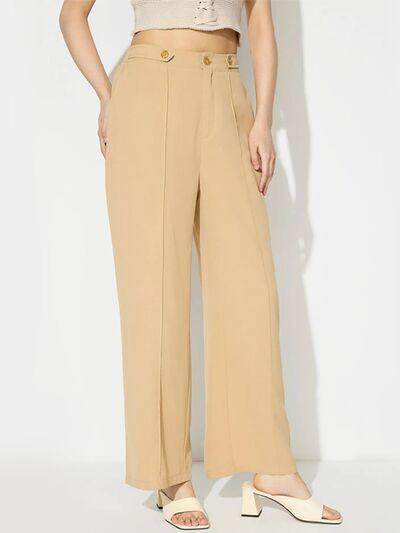 Wide Leg Pants with Pockets for Women in Opaque Style