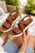 Elsie Criss Cross Slope Sandals-0