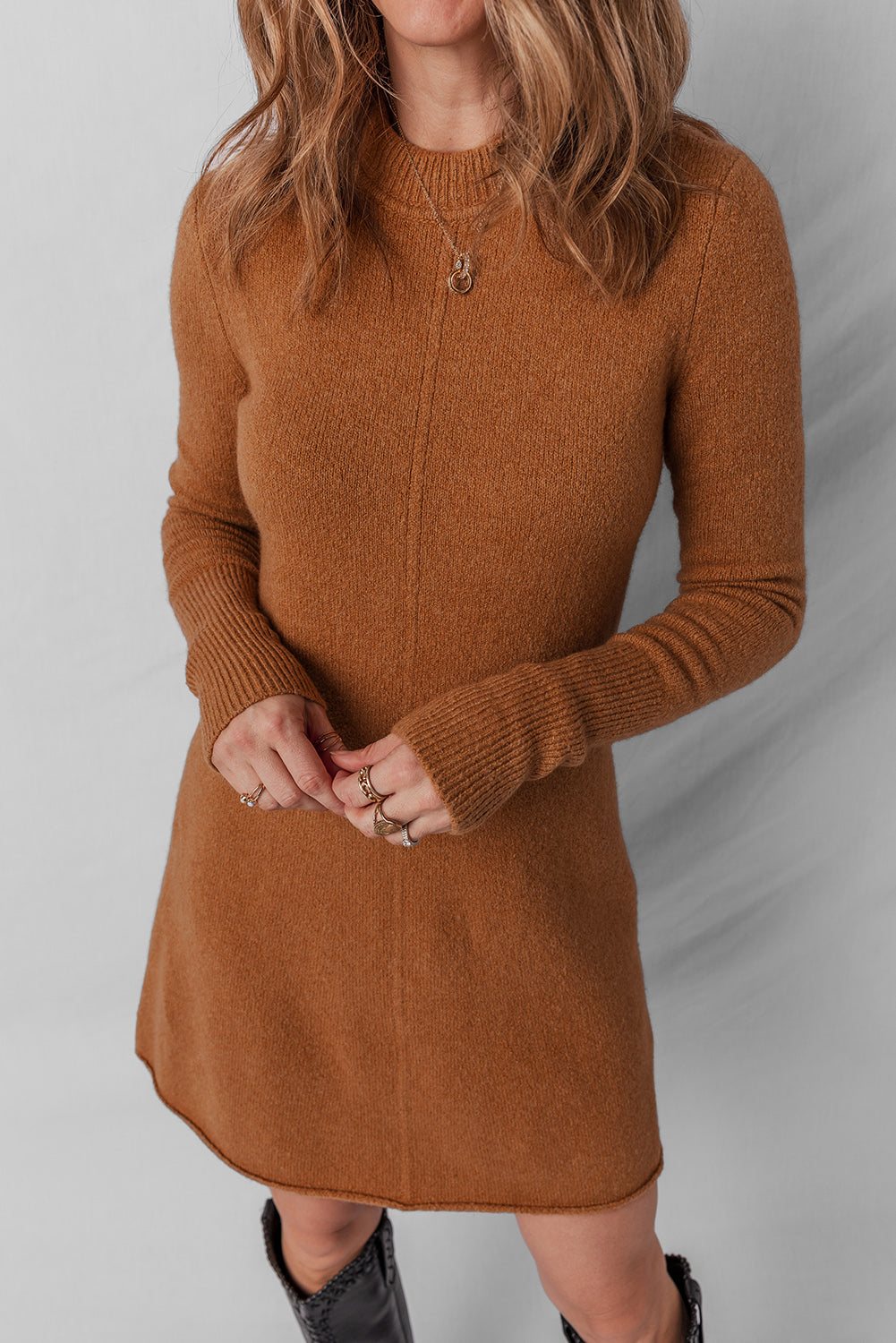 Madeline Ribbed Mini Sweater Dress-0