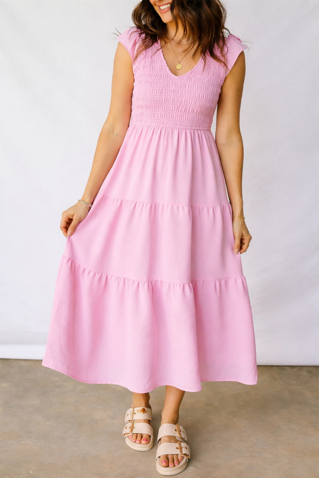 Treasure Flare Tiered Midi Dress-0