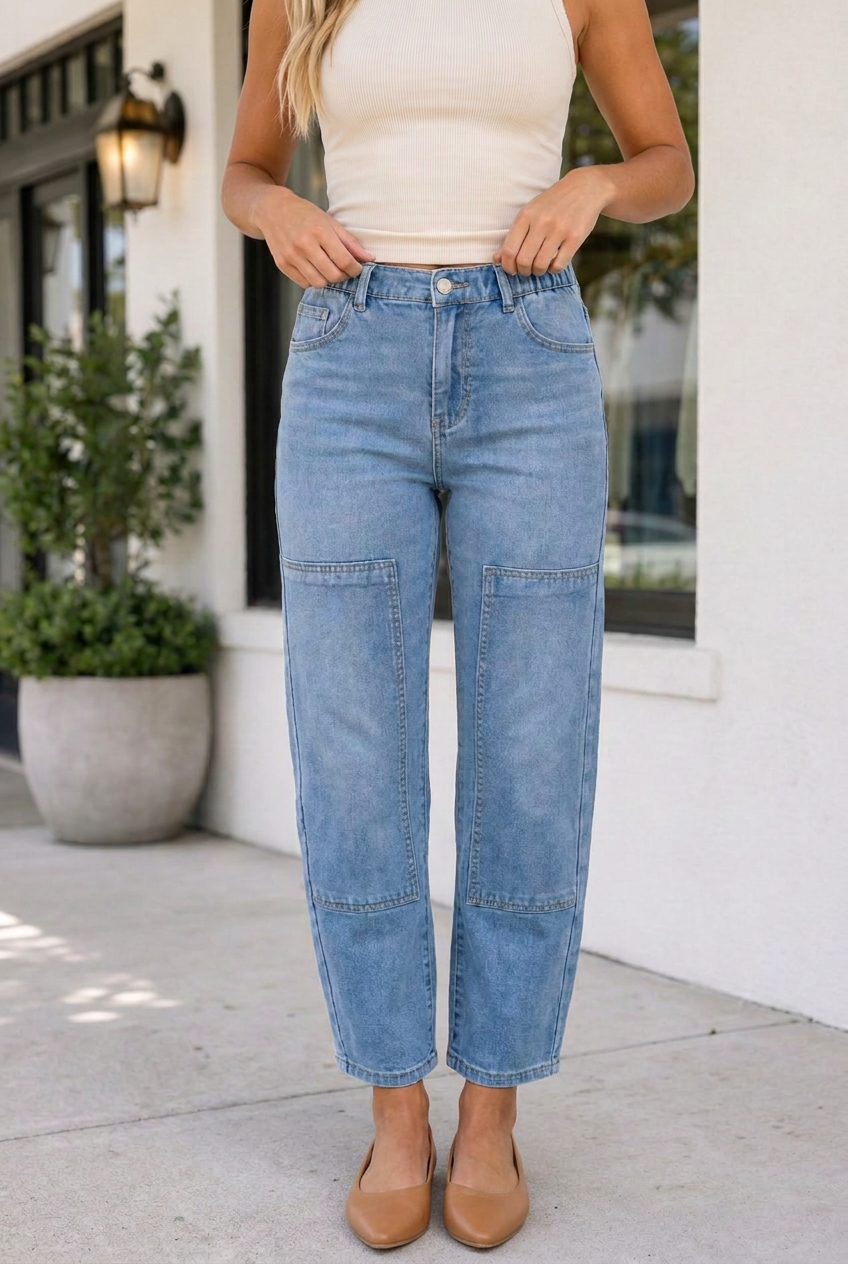 Emmalynn Detail Solid Color Jeans-0