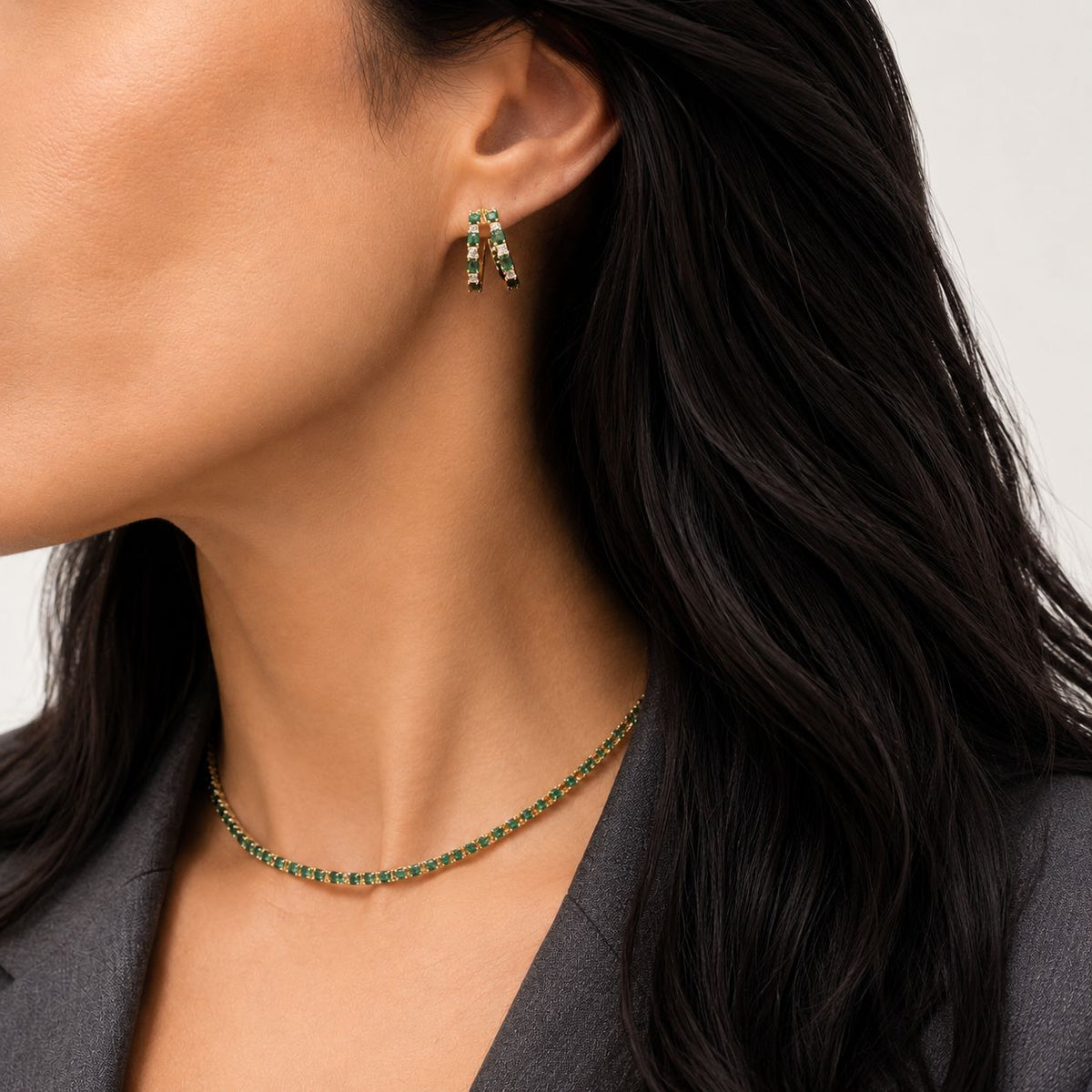 Modern Baguette CZ Huggie Hoop Earrings
