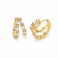 Modern Baguette CZ Huggie Hoop Earrings