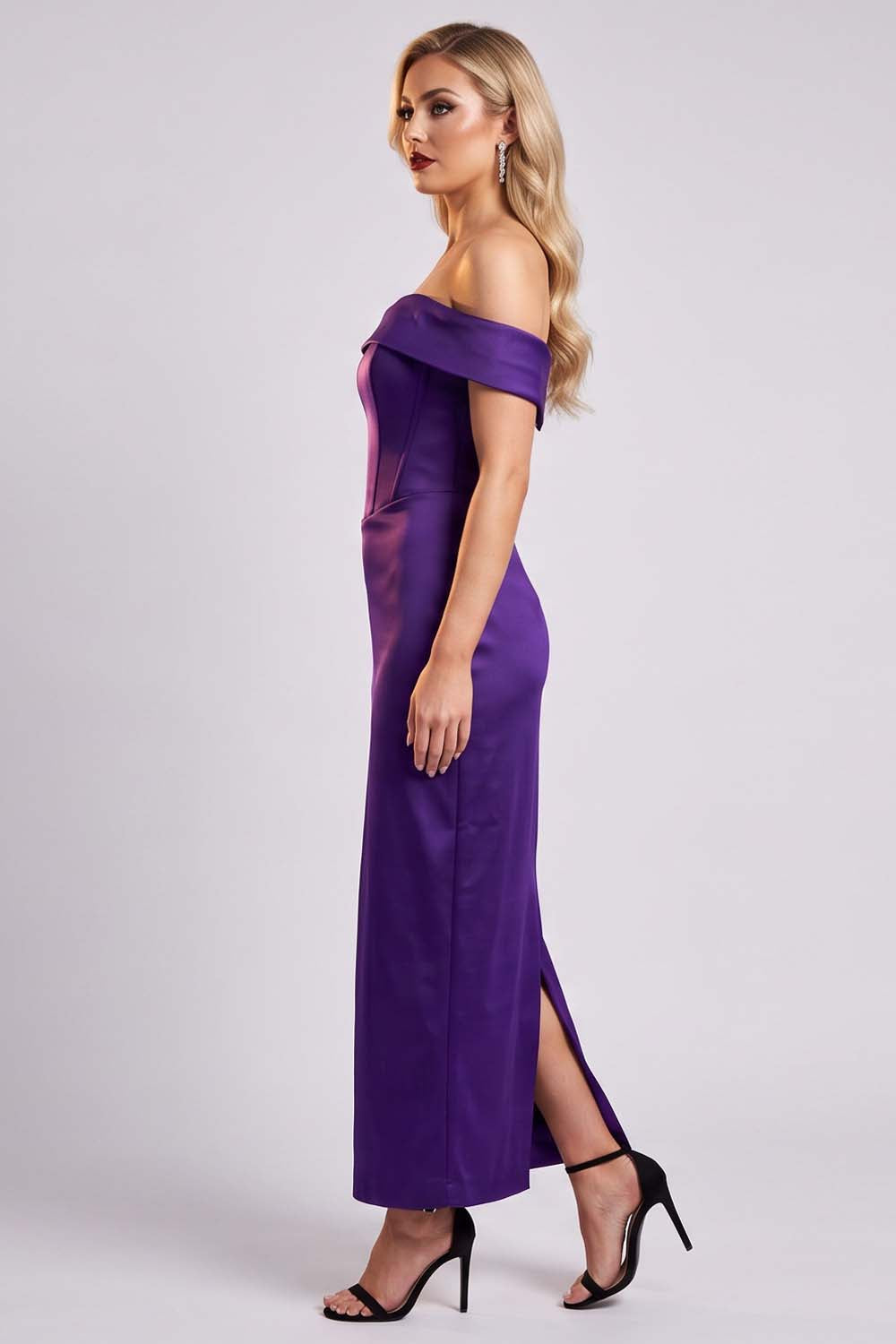 CELESTINE Strapless Column Evening Dress - Royal Purple