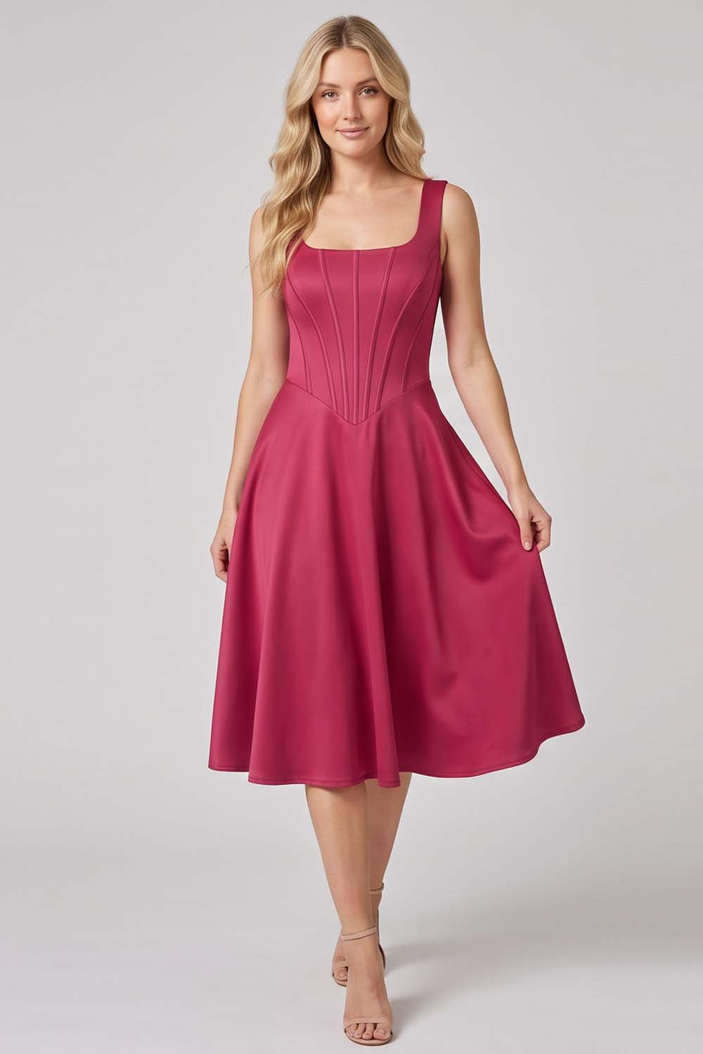 MIRABELLE Corset Sundress - Deep Raspberry