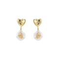 Adorne Hearts Desire Pearl Drop Gold Earrings-0