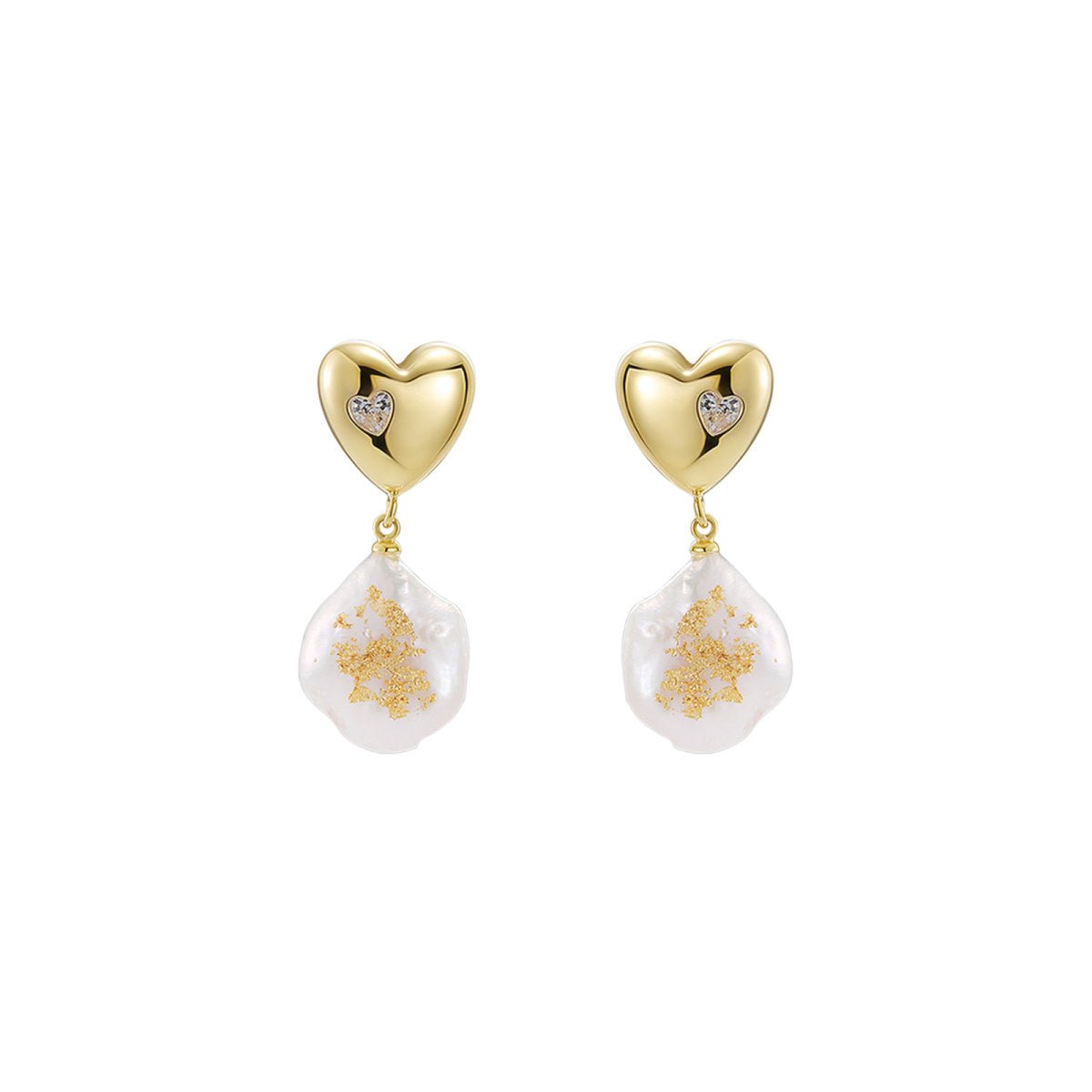 Adorne Hearts Desire Pearl Drop Gold Earrings-0