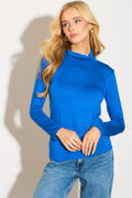 Royal Blue Turtleneck Long Sleeve Top-0