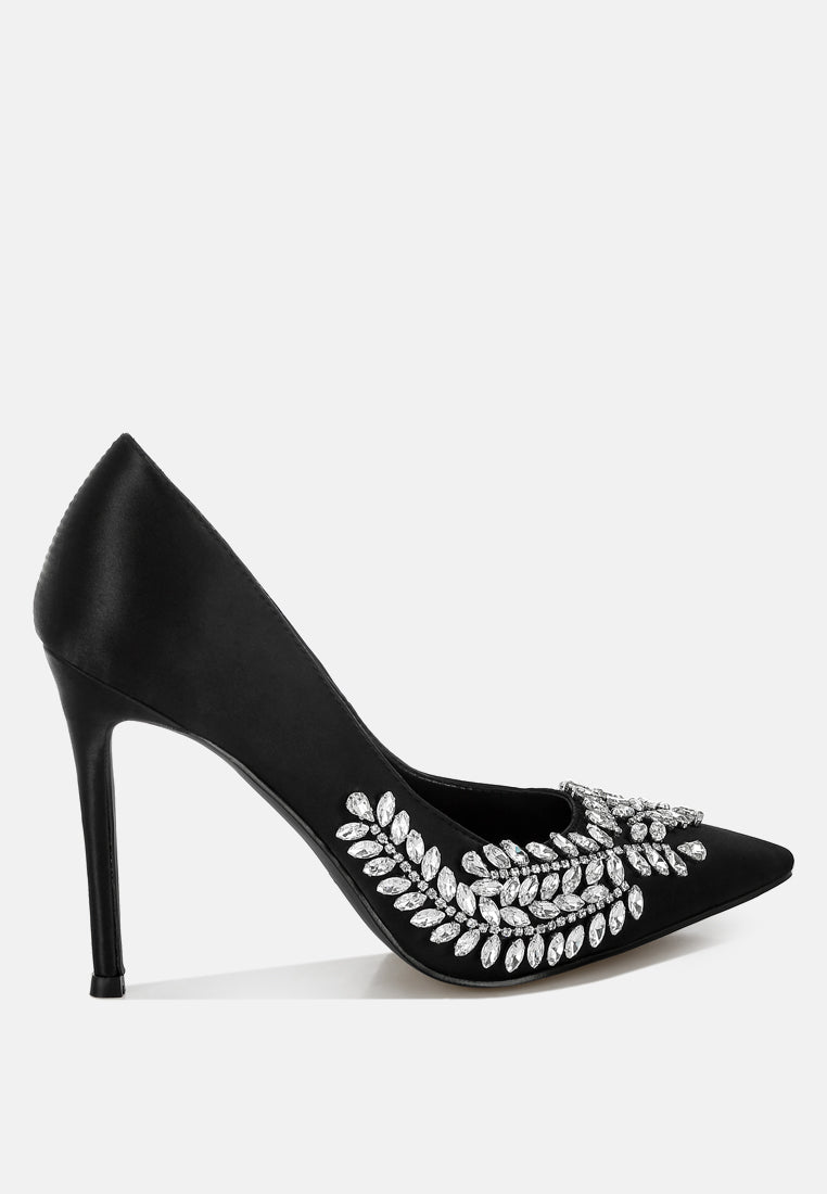 Ashlyn Rhinestones Embellished Satin Stiletto Pumps