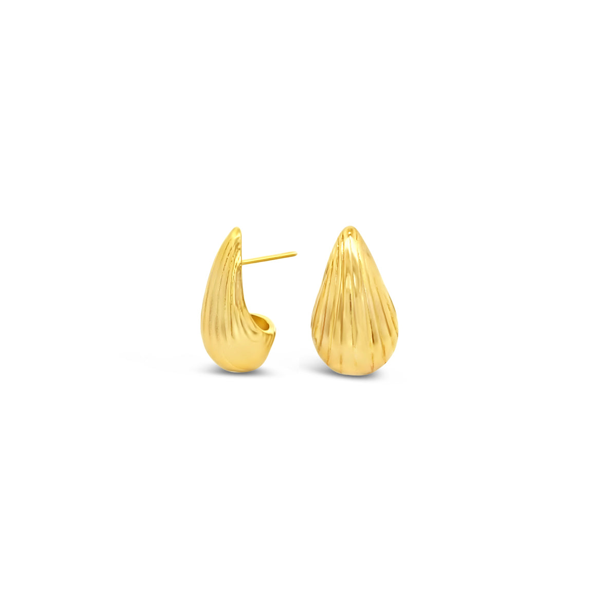 Shell Textured Water Drop Stud Post Earrings (L560)