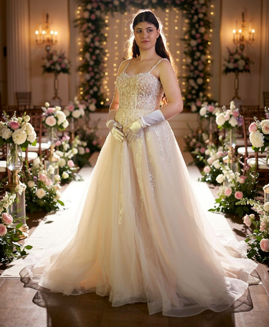 Elisana Nude Princess Wedding dress