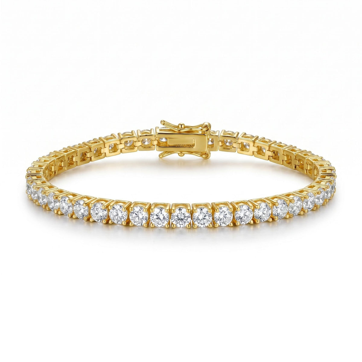 Gold plated 5 mm tennis bracelet with AAA cubic zirconia stones for women and men