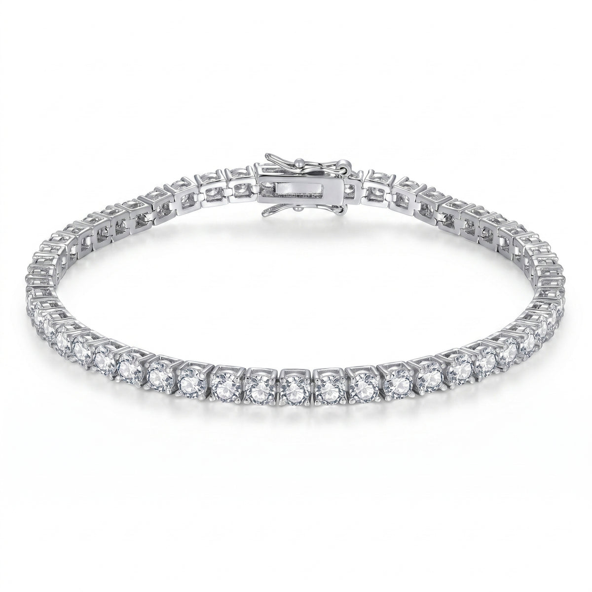 Silver plated 8 inch tennis bracelet with AAA cubic zirconia stones