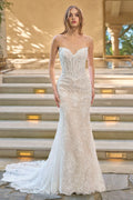 Beaded Sweetheart Long Sleeve Mermaid Wedding Dress